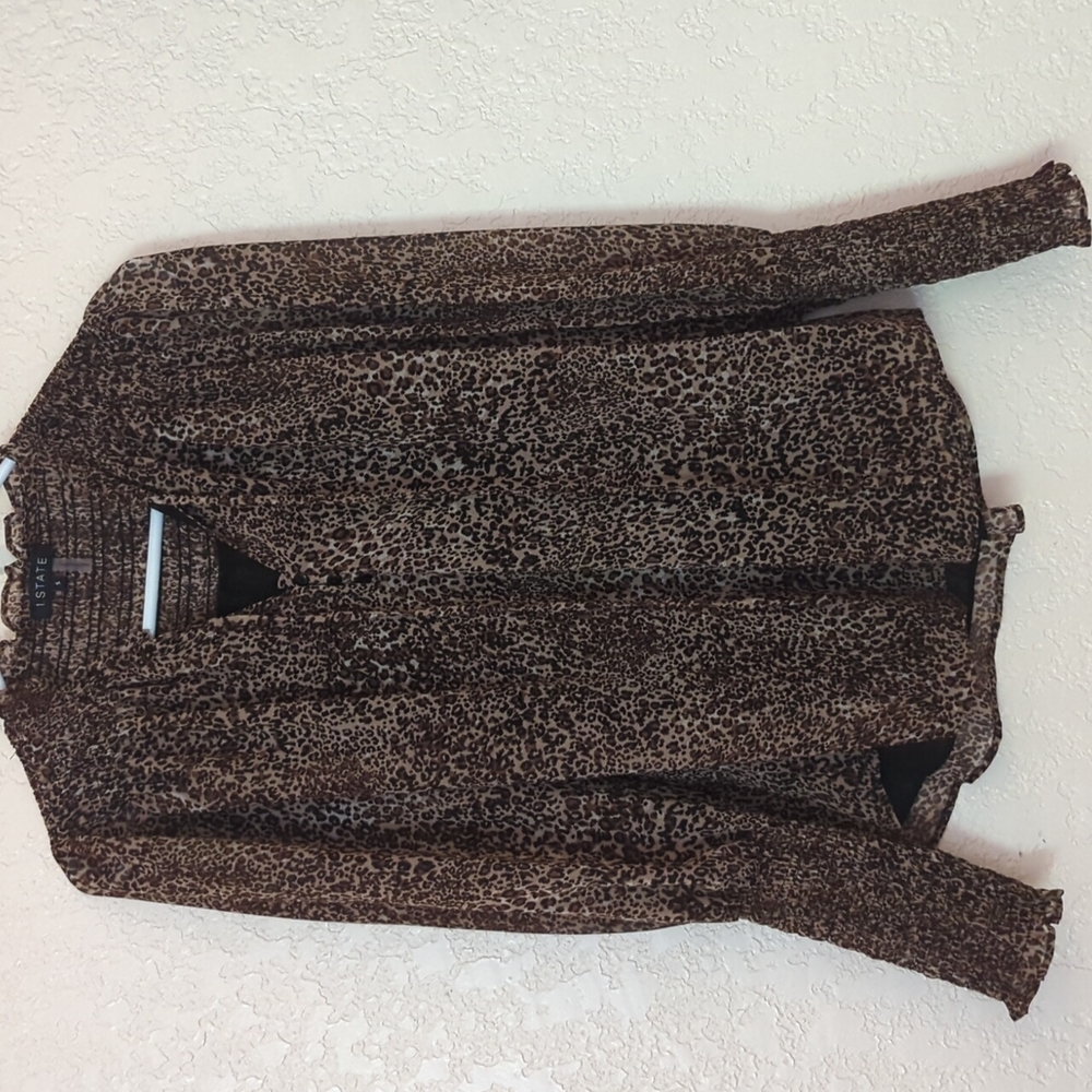 1. State Cheetah Print Popover Blouse Size Small